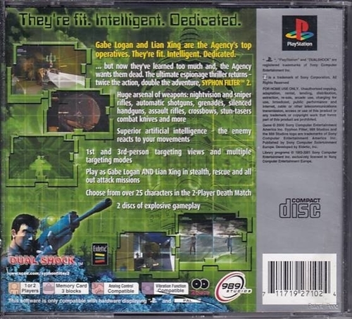 Syphon Filter 2 - Platinum - PS1 (B Grade) (Genbrug)